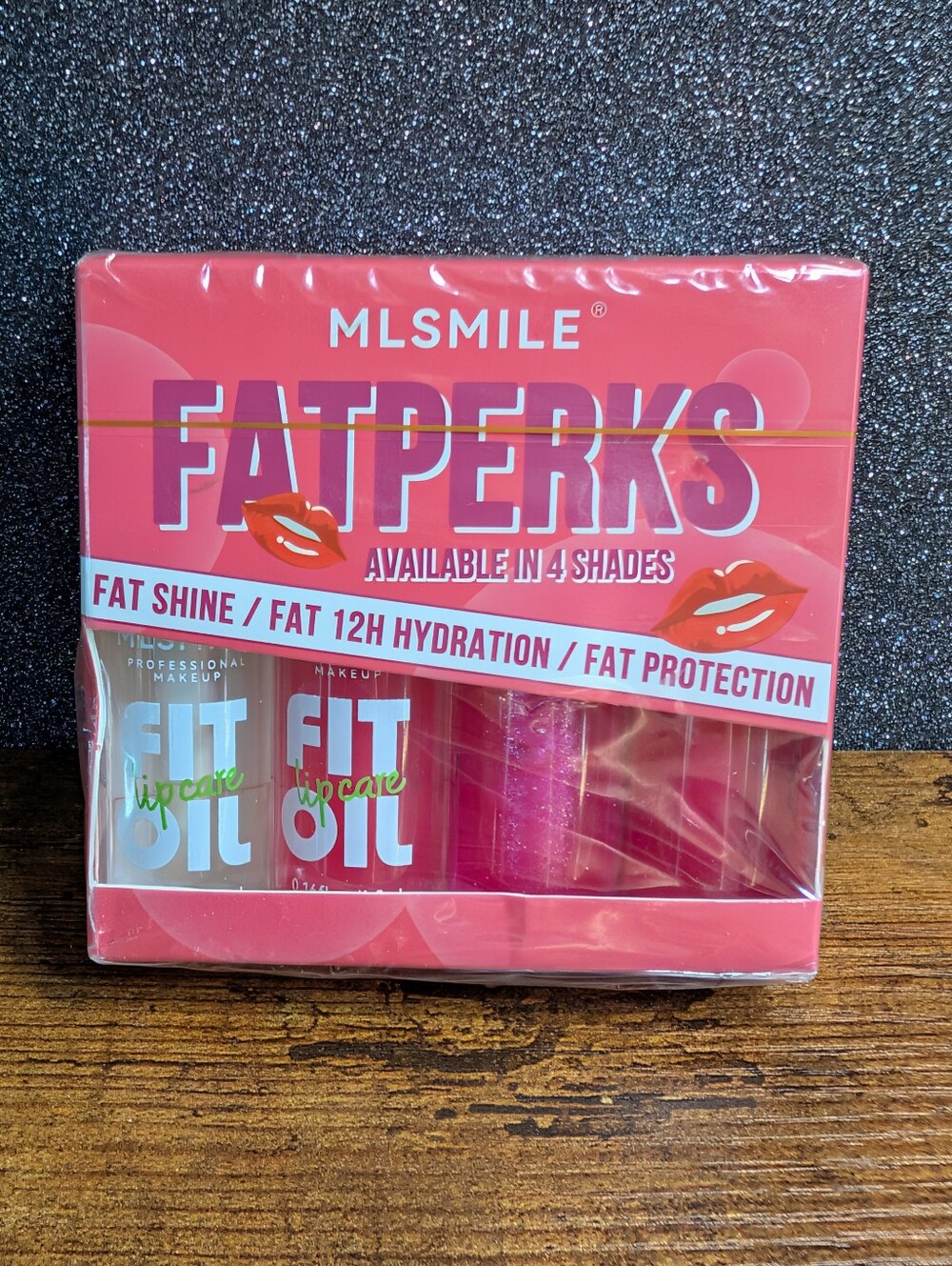 MLSmile FatPerks Lip Oil Gloss Set 4 Shades Shine Hydration Protection Sealed